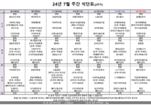 7월 2주차 식단표